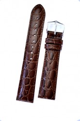 Hirsch 'Crocograin' Brown Leather Strap, 18mm
