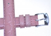 Padded Crocodile Pink Leather Watch Strap 12mm