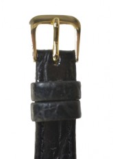 Flat Croc Style Black Leather Watch Strap 16mm