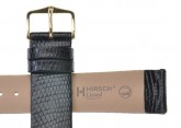 Hirsch 'Lizard' 18mm Long Black Leather Strap 