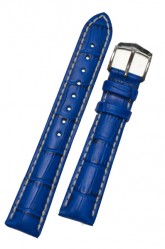 Hirsch 'Modena' Blue Leather Strap, 22mm