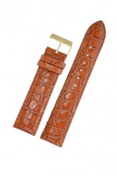 Padded Crocodile Tan Leather Watch Strap 16mm