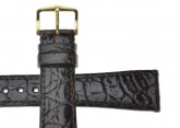 Hirsch 'Genuine Croco' M 17mm Brown Leather Strap 
