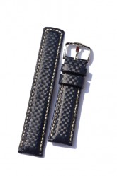 Hirsch 'Carbon' High Tech 18mm  Navy Blue Leather Strap 