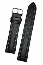 Hirsch 'Buffalo' L 24mm Black Leather Strap