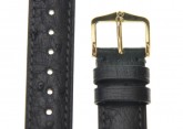 Hirsch 'Massai Ostritch' Black Leather Strap, 20mm