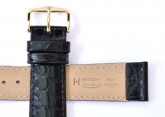 Hirsch 'Crocograin' Black Leather Strap, 18mm