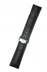 Hirsch 'Lord' Black Leather Strap, 18mm