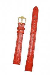 Hirsch 'Crocograin' Red Leather Strap,M, 16mm