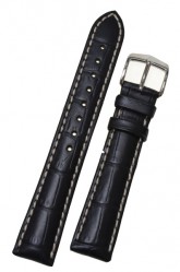 Hirsch 'Modena' Black Leather Strap, 22mm