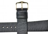 Hirsch 'Lizard' 18mm Long Black Leather Strap 