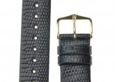 Hirsch 'Lizard' 18mm Long Black Leather Strap 