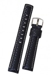 Hirsch 'Carbon' High Tech 22mm Black Leather Strap