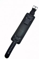 Black Leather Cuff Style Watch Strap 20mm Blackcuff020