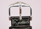 Hirsch 'Crocograin' Long Black Leather Strap, 16mm