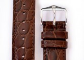 Hirsch 'Crocograin' Brown Leather Strap, 18mm