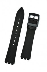 Hirsch Sarah, Watch Strap for Swatch Slim in black, 16mm, Plastic Buckle 