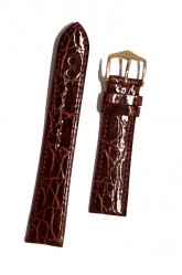 Hirsch 'Genuine Croco' M 13mm Golden Brown Leather Strap 
