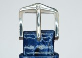 Hirsch 'Crocograin' Blue Leather Strap,M, 14mm