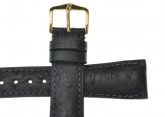Hirsch 'Massai Ostritch' Black Leather Strap, 20mm
