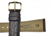 Hirsch 'Genuine Croco' M 17mm Brown Leather Strap 