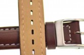 Swatch Brown Leather Mid Irony Watch Strap 'Brown & White stitching'