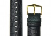 Hirsch 'Genuine Alligator' 22mm Black Leather Strap 