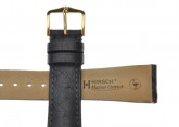 Hirsch 'Massai Ostritch' Black Leather Strap, 18mm