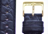 Padded Crocodile Black Leather Watch Strap 16mm