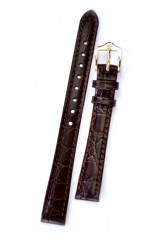 Hirsch 'Crocograin' Brown Leather Strap, 16mm