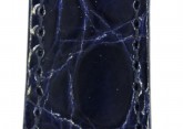 Hirsch 'Genuine Croco' M 18mm Blue Leather Strap 