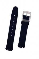 Hirsch Luna, Watch Strap for Swatch in Blue, 16mm, Plastic Buckle