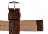 Hirsch 'Crocograin' Brown Leather Strap, 18mm