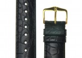 Hirsch 'Genuine Alligator' 19mm Black Leather Strap 