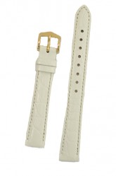 Hirsch 'Crocograin' Medium White Leather Strap, 14mm