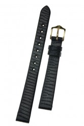 Hirsch 'Lizard' 12mm Black Leather Strap
