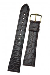 Hirsch 'Genuine Croco' M 17mm Brown Leather Strap 