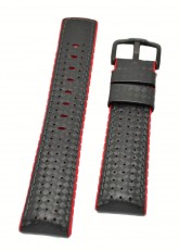 Hirsch 'Ayrton' Performance 22mm Black and Red Strap
