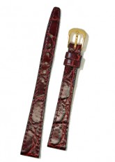 Flat Croc Style Burgundy Leather Watch Strap 12mm