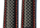 Hirsch 'Carbon' High Tech 18mm Black & red Leather Strap 