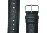 Hirsch 'Highland' Black, Leather Watch Strap 22mm