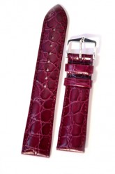 Hirsch 'Crocograin' Purple Leather Strap, 20mm