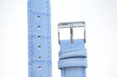 Padded Crocodile light blue Leather Watch Strap 18mm