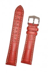 Hirsch 'Viscount' Red Leather Strap, 18mm