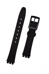 Hirsch Lady Tim, Watch Strap for Swatch  in Black, 12mm, Plastic Buckle 