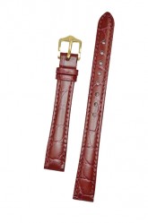 Hirsch 'Crocograin' Burgundy Leather Strap,M, 16mm