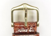 Hirsch 'Genuine Croco' M 16mm Golden Brown Leather Strap 