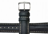Hirsch 'Viscount' Black Leather Strap, 18mm