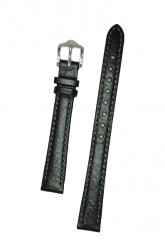 Hirsch 'Forest' 16mm Black ,M, Soft Calfskin Leather Strap 