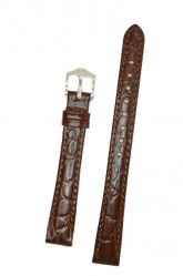 Hirsch 'Crocograin' Brown Leather Strap, 11mm